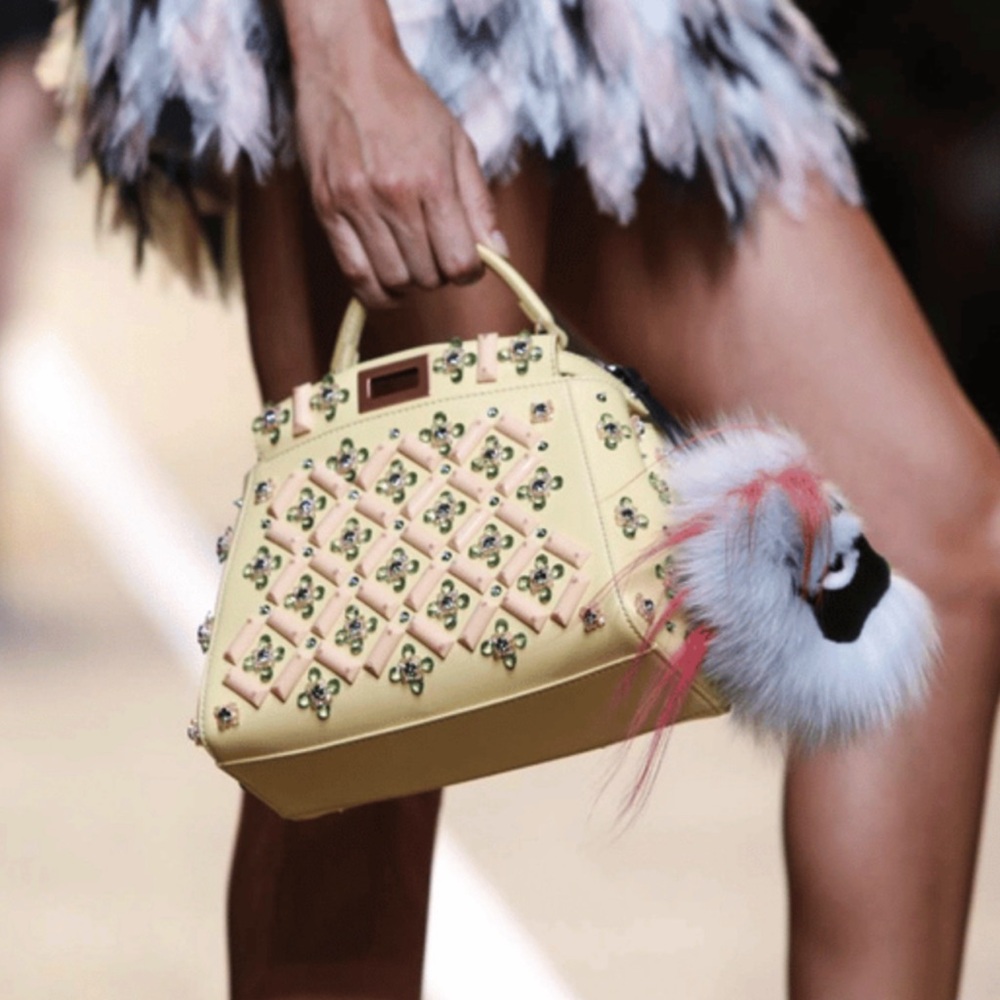 NIB**Fendi Embellished Mini Yellow Peekaboo Runway Collection Bag - Picture 1 of 11